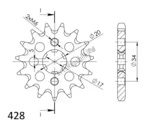 SUPERSPROX SU1126414 ktw przód 14t, 428 - Dół