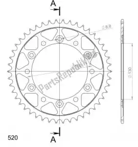 SUPERSPROX SU4245346B ktw trasero acero 46t, negro, 520 - Lado inferior