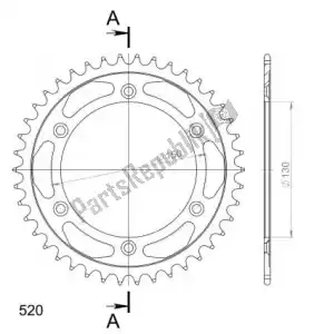 SUPERSPROX SU424542B ktw rear steel 42t, black, 520 - Onderkant