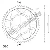 SU424551B, Supersprox, Ktw rear steel 51t, black, 520    , Nieuw