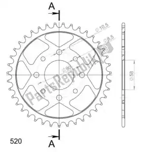 SUPERSPROX SU427339B ktw rear steel 39t, black, 520 - Bottom side