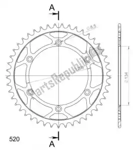 SUPERSPROX SU446046B ktw trasero acero 46t, negro, 520 - Lado inferior