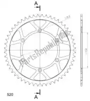 SU446052B, Supersprox, Ktw rear steel 52t, black, 520    , New