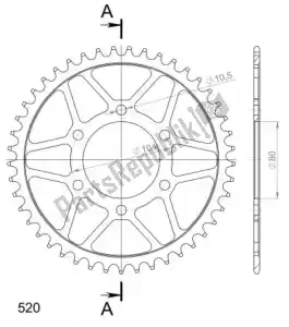 SUPERSPROX SU447845B ktw rear steel 45t, black, 520 - Bottom side