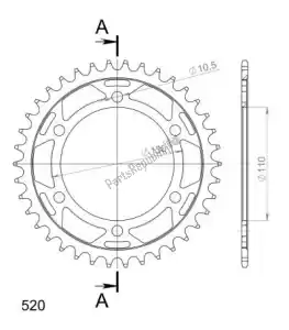 SUPERSPROX SU448638B ktw trasero acero 38t, negro, 520 - Lado inferior