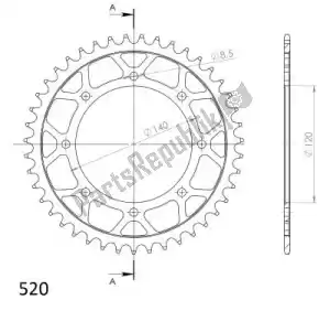 SUPERSPROX SU448743B ktw rear steel 43t, black, 520 - Onderkant