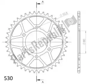 SUPERSPROX SU448842B ktw trasero acero 42t, negro, 530 - Lado inferior