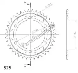 Here you can order the ktw rear steel 38t, black, 525 from Supersprox, with part number SU449838B: