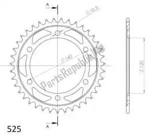 SUPERSPROX SU449838B ktw rear steel 38t, black, 525 - Bottom side