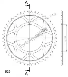 SUPERSPROX SU449846B ktw rear steel 46t, black, 525 - Onderkant