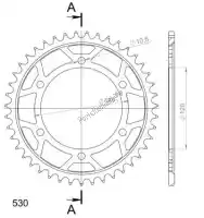 SU449942B, Supersprox, Ktw rear steel 42t, black, 530    , Nieuw