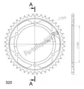 SUPERSPROX SU450244B ktw trasero acero 44t, negro, 530 - Lado inferior