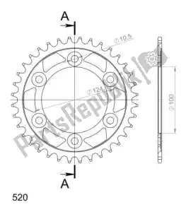 SUPERSPROX SU473536B ktw rear steel 36t, black, 520 - Onderkant