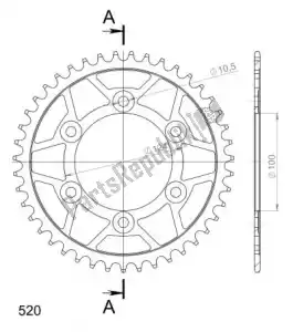 SUPERSPROX SU473543B ktw rear steel 43t, black, 520 - Bottom side