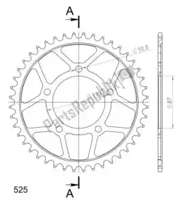 SUPERSPROX SU480744B ktw rear steel 44t, black, 525 - Onderkant