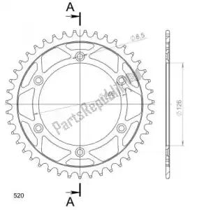 SUPERSPROX SU480843B ktw rear steel 43t, black, 520 - Bottom side