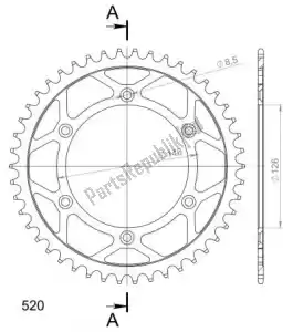 SUPERSPROX SU480846B ktw trasero acero 46t, negro, 520 - Lado inferior