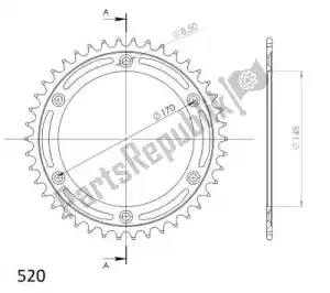 SUPERSPROX SU482842B ktw rear steel 42t, black, 520 - Bottom side