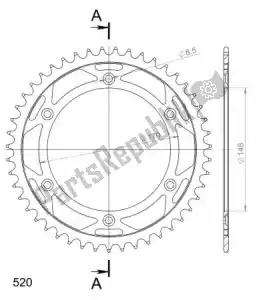 SUPERSPROX SU482847B ktw rear steel 47t, black, 520 - Bottom side
