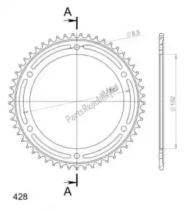 SUPERSPROX SU483955B ktw rear steel 55t, black, 428 - Bottom side