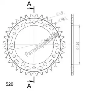 SUPERSPROX SU4846236B ktw rear steel 36t, black, 520 - Bottom side