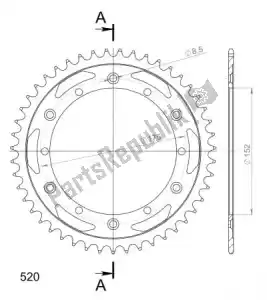 SUPERSPROX SU485347B ktw rear steel 47t, black, 520 - Bottom side