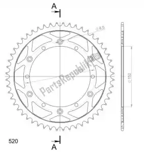 SUPERSPROX SU485352B ktw rear steel 52t, black, 520 - Bottom side