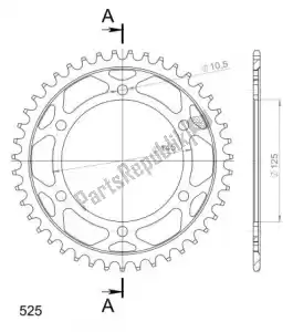 SUPERSPROX SU486743B ktw rear steel 43t, black, 525 - Bottom side