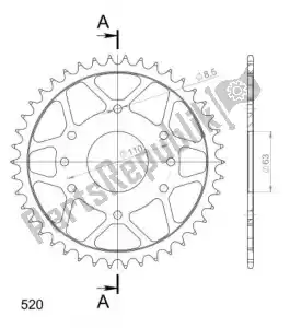 SUPERSPROX SU490542B ktw rear steel 42t, black, 520 - Onderkant