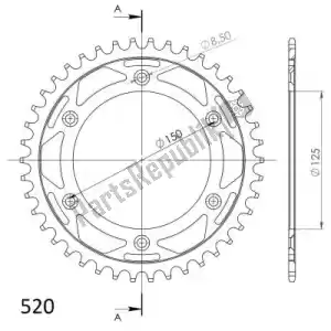 SUPERSPROX SU499042B ktw rear steel 42t, black, 520 - Onderkant