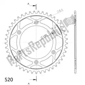 SUPERSPROX SU499045B ktw rear steel 45t, black, 520 - Onderkant