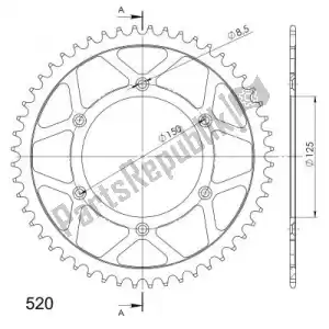 SUPERSPROX SU499052B ktw acier arrière 52t, noir, 520 - La partie au fond