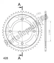 Here you can order the ktw rear steel 44t, black, 428 from Supersprox, with part number SU499844B: