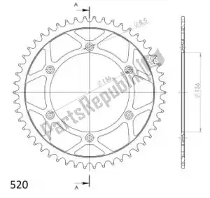 SUPERSPROX SU4151250B ktw rear steel 50t, black, 520 - Bottom side