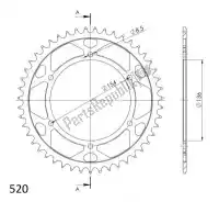 SU4151547B, Supersprox, Ktw rear steel 47t, black, 520    , New