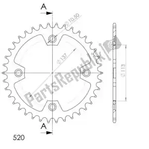 SUPERSPROX SU4176038B ktw aço traseiro 38t, preto, 520 - Lado inferior