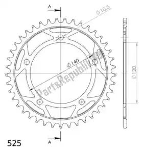 SUPERSPROX SU4179241B ktw trasero acero 41t, negro, 525 - Lado inferior