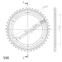 SU4201143B, Supersprox, Ktw posteriore acciaio 43t, nero, 530    , Nuovo