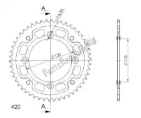 SU220950S, Supersprox, Ktw trasero aluminio 50t, plateado, 420    , Nuevo