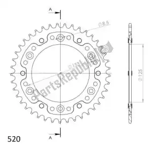 SUPERSPROX SU221039R ktw rear alu 39t, red, 520 - Bottom side
