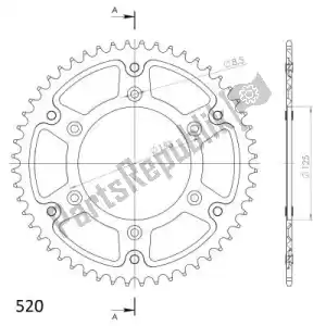 SUPERSPROX SU621052R ktw rear stealth 52t, red, 520 - Bottom side