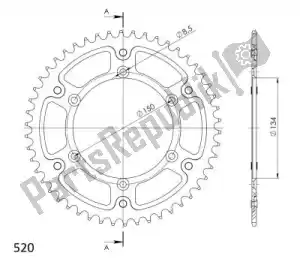 SUPERSPROX SU646048D ktw sigilo trasero 48t, azul, 520 - Lado inferior