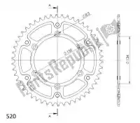 SU246049B, Supersprox, Ktw trasero aluminio 49t, negro, 520    , Nuevo