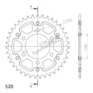 SUPERSPROX SU647838G ktw rear stealth 38t, gold, 520 - Bottom side