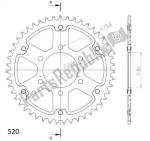 SUPERSPROX SU647846S ktw sigilo trasero 46t, plateado, 520 - Lado inferior