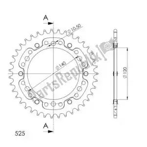 SUPERSPROX SU649839B ktw sigilo trasero 39t, negro, 525 - Lado inferior