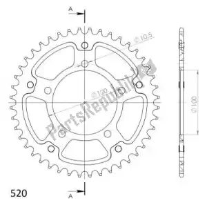 SUPERSPROX SU270346B ktw rear alu 46t, black, 520 - Bottom side