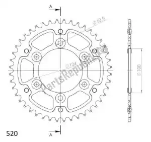 SUPERSPROX SU673542R ktw rear stealth 42t, red, 520 - Bottom side