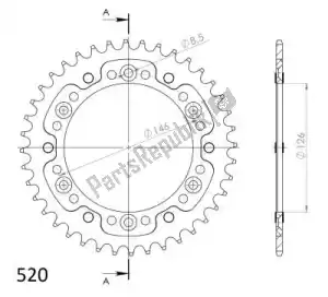 SUPERSPROX SU280840B ktw rear alu 40t, black, 520 - Bottom side