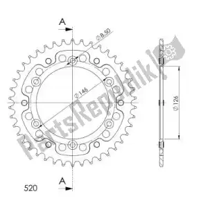 SUPERSPROX SU680842G ktw rear stealth 42t, gold, 520 - Bottom side